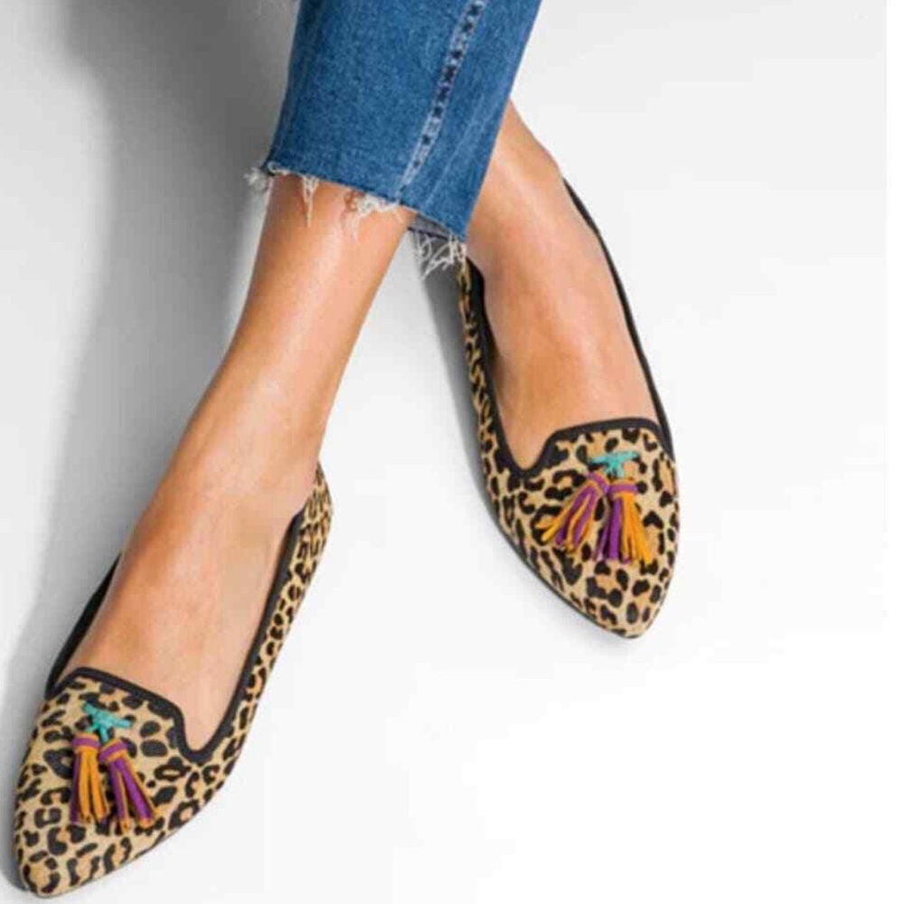 Leopard tassel women’s flat